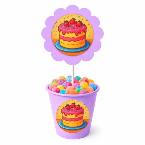 Centro de Mesa Flor Personalizado Bolo Confeitado