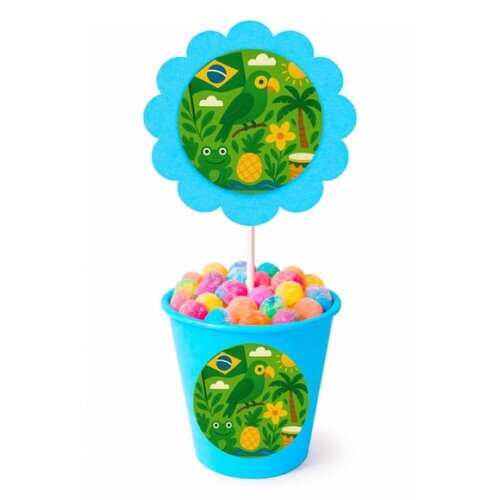 Centro de Mesa Flor Personalizado Brasil Verde Amarelo