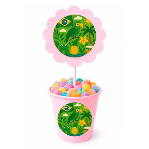 Centro de Mesa Flor Personalizado Brasil Verde Amarelo