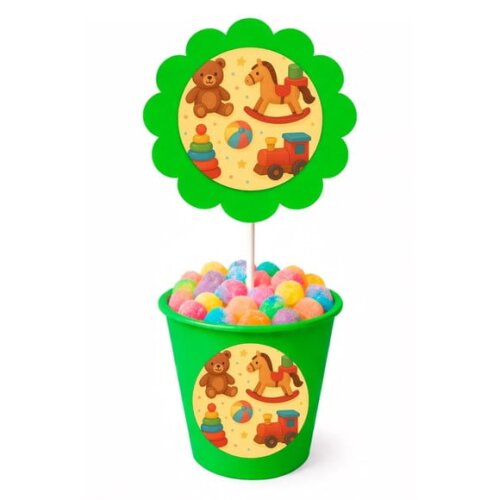 Centro de Mesa Flor Personalizado Brinquedos Clássicos