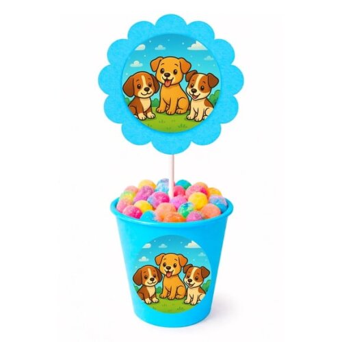 Centro de Mesa Flor Personalizado Cachorrinhos