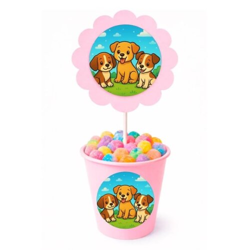 Centro de Mesa Flor Personalizado Cachorrinhos