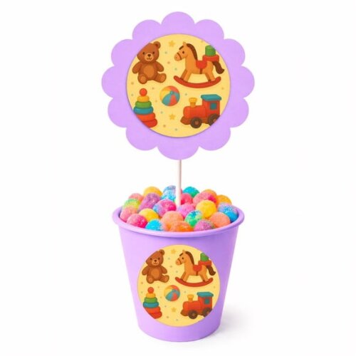 Centro de Mesa Flor Personalizado Brinquedos Clássicos