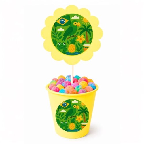 Centro de Mesa Flor Personalizado Brasil Verde Amarelo