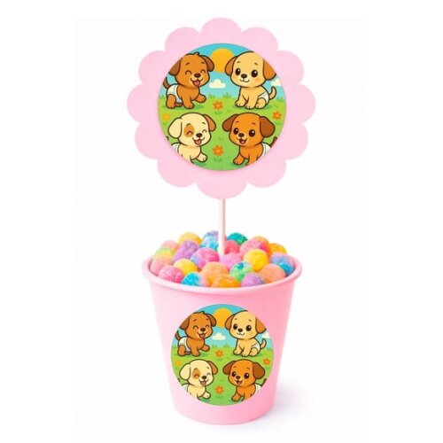 Centro de Mesa Flor Personalizado Cachorrinhos Baby