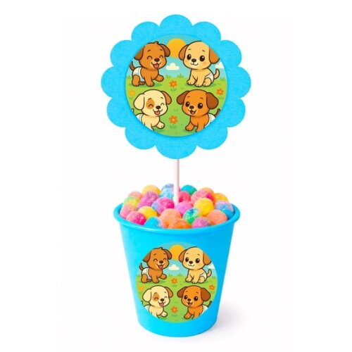 Centro de Mesa Flor Personalizado Cachorrinhos Baby