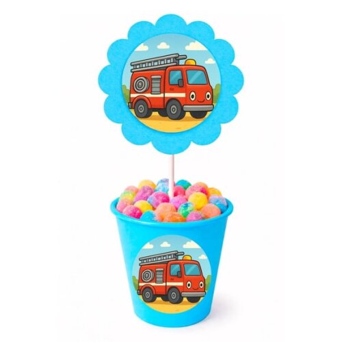 Centro de Mesa Flor Personalizado Caminhão de Bombeiro