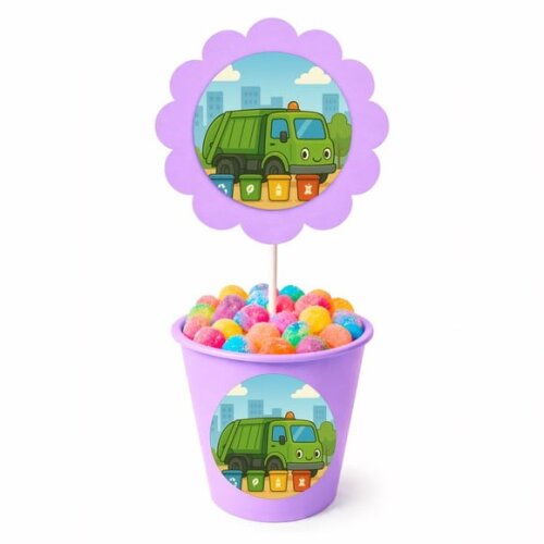 Centro de Mesa Flor Personalizado Caminhão de Lixo