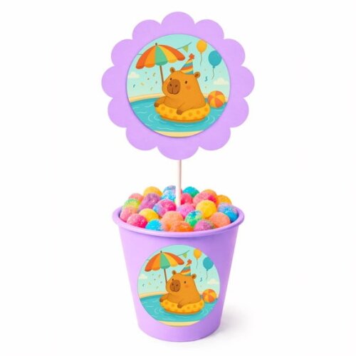 Centro de Mesa Flor Personalizado Capivara Pool Party