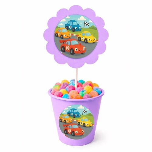 Centro de Mesa Flor Personalizado Carros de Corridas