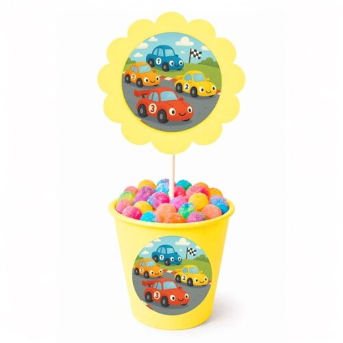 Centro de Mesa Flor Personalizado Carros de Corridas