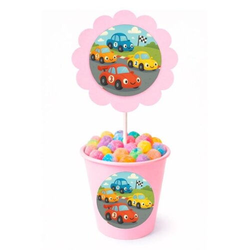Centro de Mesa Flor Personalizado Carros de Corridas