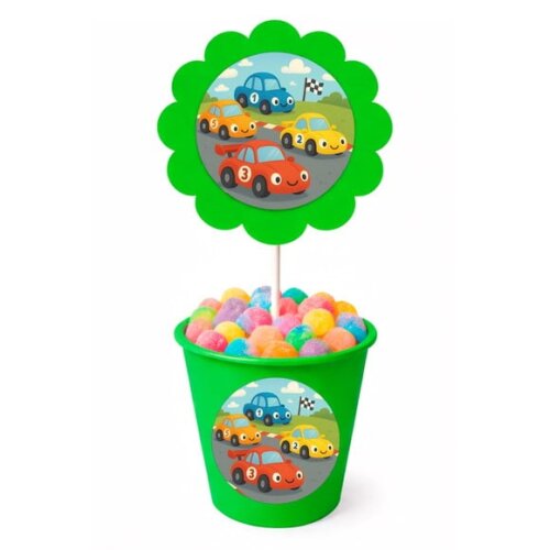 Centro de Mesa Flor Personalizado Carros de Corridas