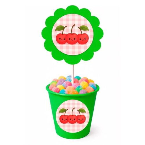 Centro de Mesa Flor Personalizado Cerejinha