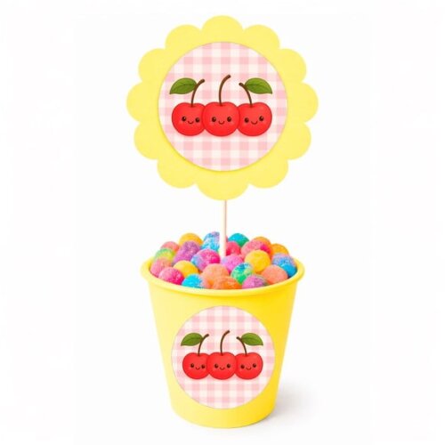 Centro de Mesa Flor Personalizado Cerejinha