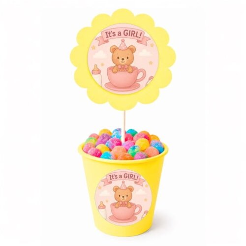 Centro de Mesa Flor Personalizado Chá de Bebê Menina