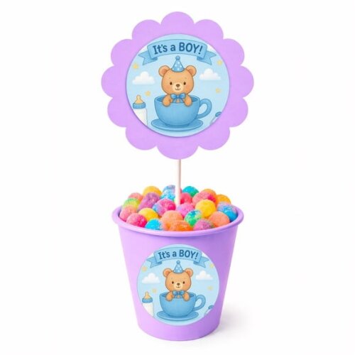 Centro de Mesa Flor Personalizado Chá de Bebê Menino