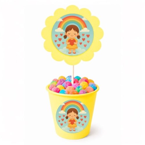 Centro de Mesa Flor Personalizado Chuva de Amor