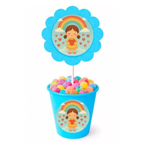 Centro de Mesa Flor Personalizado Chuva de Amor