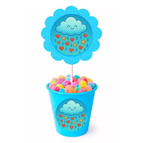 Centro de Mesa Flor Personalizado Chuva de Bênçãos