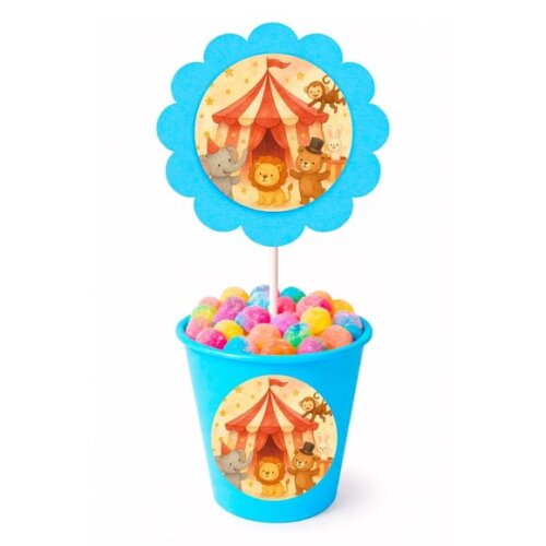 Centro de Mesa Flor Personalizado Circo Aquarela