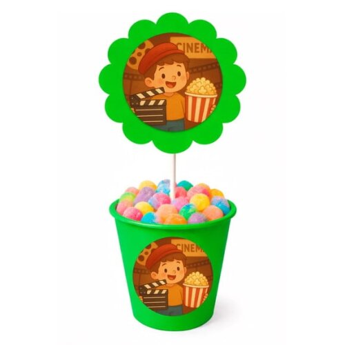 Centro de Mesa Flor Personalizado Cinema Antigo