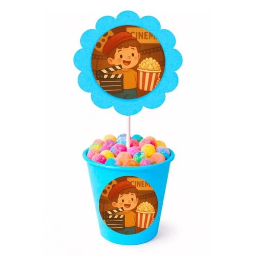 Centro de Mesa Flor Personalizado Cinema Antigo