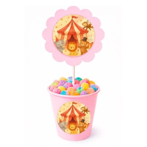 Centro de Mesa Flor Personalizado Circo Aquarela