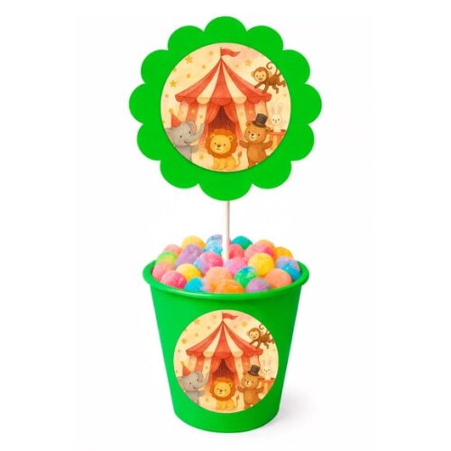 Centro de Mesa Flor Personalizado Circo Aquarela