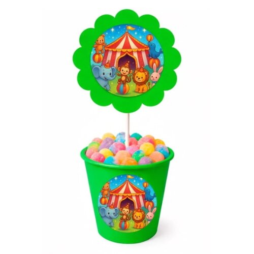 Centro de Mesa Flor Personalizado Circo Encantado