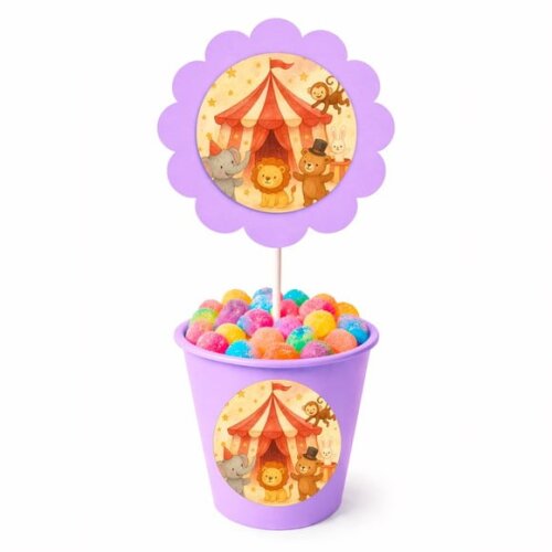 Centro de Mesa Flor Personalizado Circo Aquarela