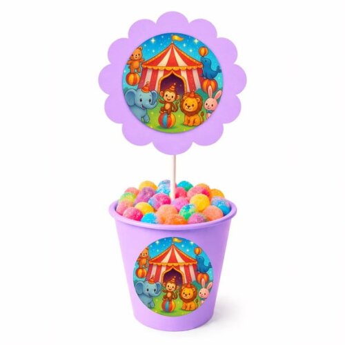 Centro de Mesa Flor Personalizado Circo Encantado