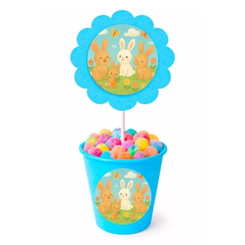 Centro de Mesa Flor Personalizado Coelhinhos