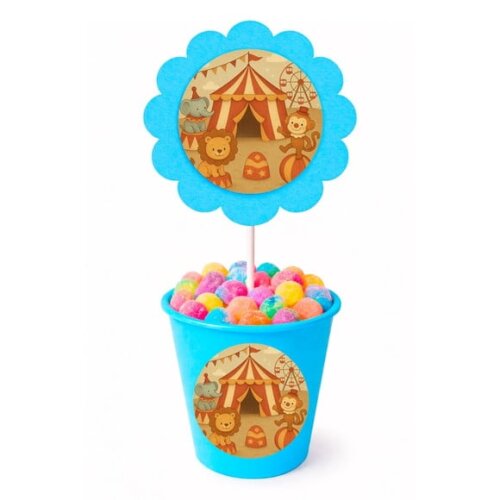 Centro de Mesa Flor Personalizado Circo Vintage
