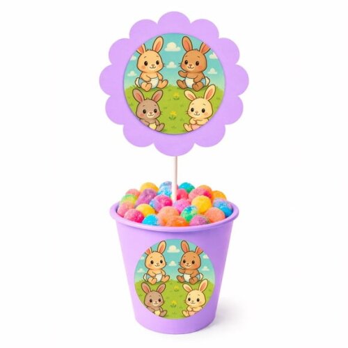 Centro de Mesa Flor Personalizado Coelhinhos Baby