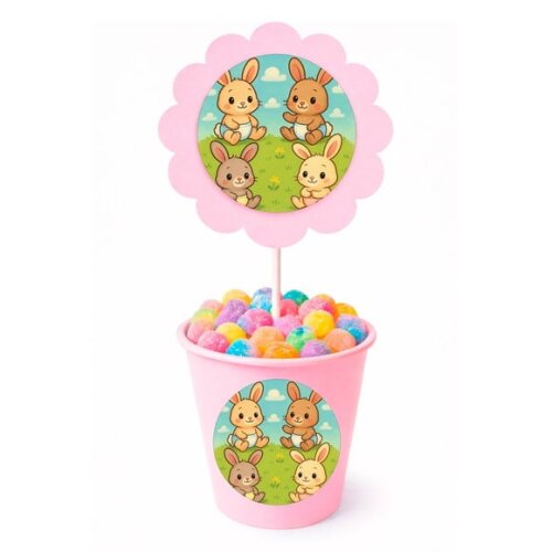 Centro de Mesa Flor Personalizado Coelhinhos Baby