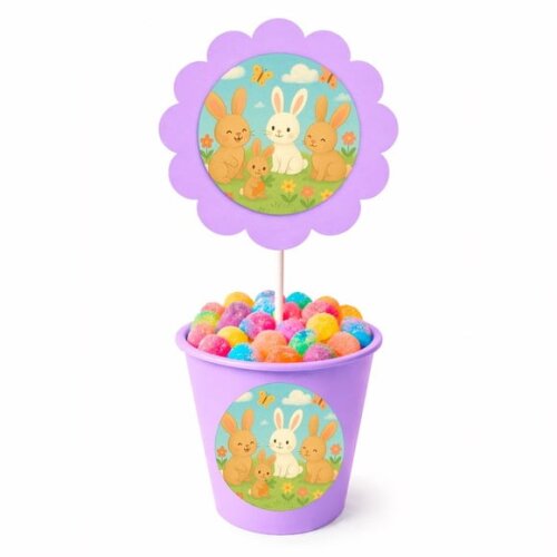 Centro de Mesa Flor Personalizado Coelhinhos