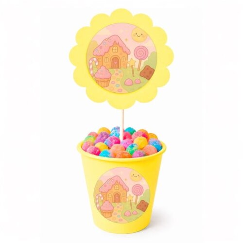 Centro de Mesa Flor Personalizado Confeitaria Kids