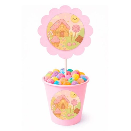 Centro de Mesa Flor Personalizado Confeitaria Kids