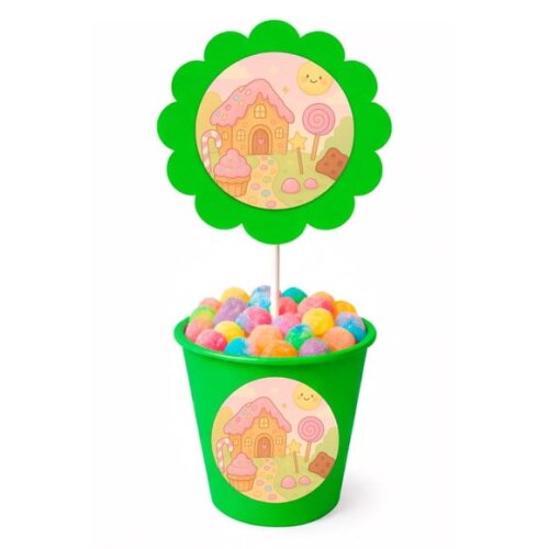 Centro de Mesa Flor Personalizado Confeitaria Kids