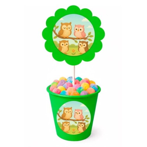 Centro de Mesa Flor Personalizado Corujinhas