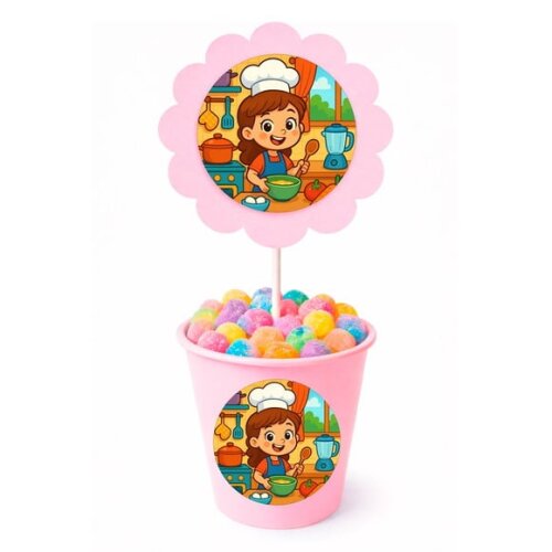 Centro de Mesa Flor Personalizado Cozinha Kids