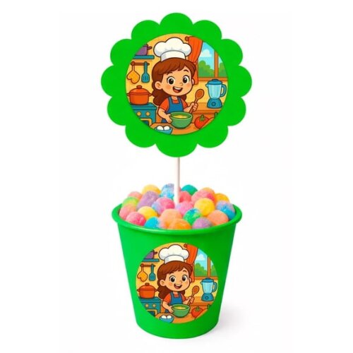 Centro de Mesa Flor Personalizado Cozinha Kids