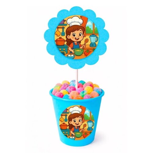 Centro de Mesa Flor Personalizado Cozinha Kids