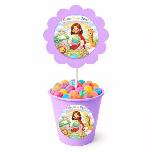 Centro de Mesa Flor Personalizado Criação de Deus