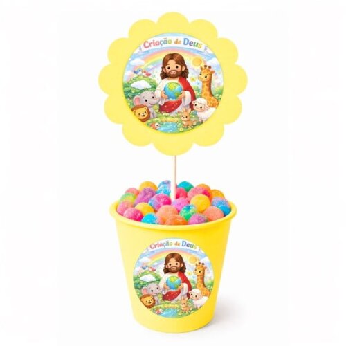 Centro de Mesa Flor Personalizado Criação de Deus