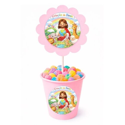 Centro de Mesa Flor Personalizado Criação de Deus