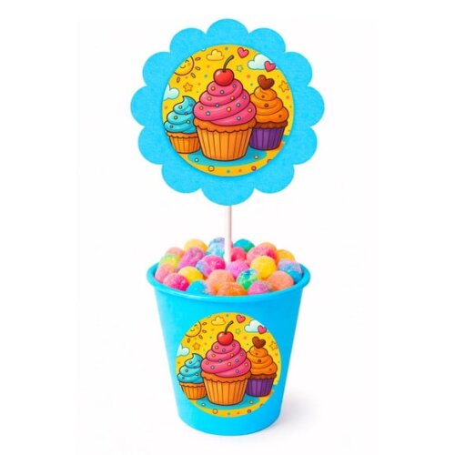 Centro de Mesa Flor Personalizado Cupcakes