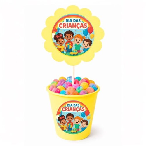 Centro de Mesa Flor Personalizado Dia das Crianças