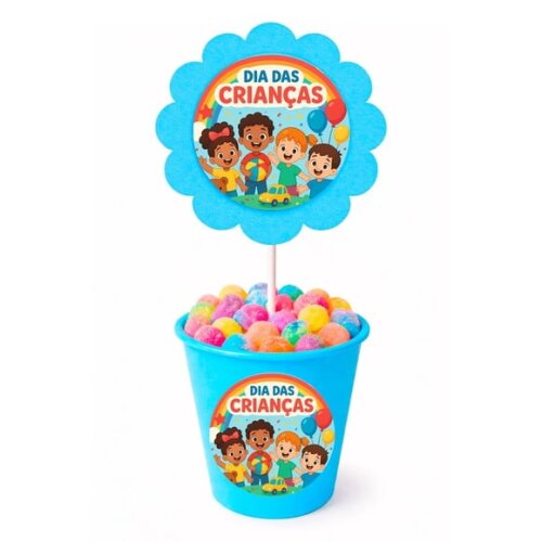 Centro de Mesa Flor Personalizado Dia das Crianças
